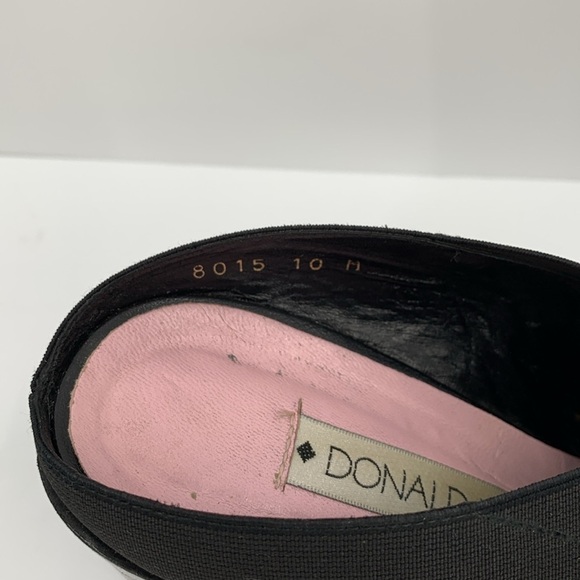 Donald Pliner slide mule black fabric block heel shoe square toe clog Y2K 10 - Picture 7 of 7